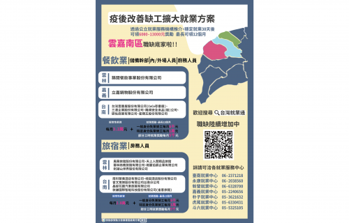 住宿餐飲業缺工求才若渴 雲嘉南分署上半年媒合近2,500個職缺